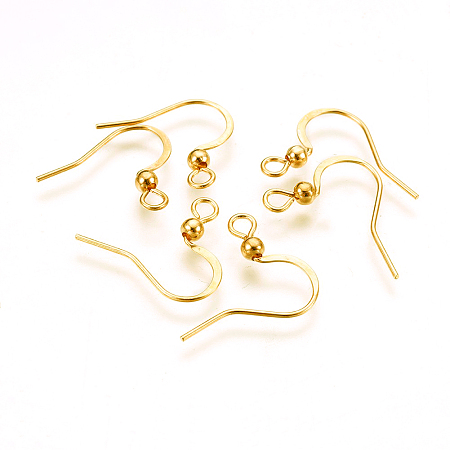 DICOSMETIC 200Pcs 316 Surgical Stainless Steel Earring Hooks, Ear Wire, with Horizontal Loop, Real 18K Gold Plated, 16x16~19.5x3mm, Hole: 2mm, Pin: 0.7mm