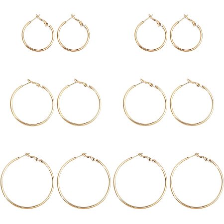 UNICRAFTALE 24pcs 3 Sizes Golden Hypoallergenic Hoop Earrings 304 Stainless Steel Hoop Earrings 30/40/50mm Round Hoop Earrings for Women