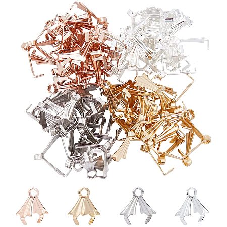 UNICRAFTALE About 80pcs 4 Colors Stainless Steel Pinch Bails Pinch Clip Clasp Bail for Necklace Metal Ice Pick Pinch Bails 1.6mm Hole