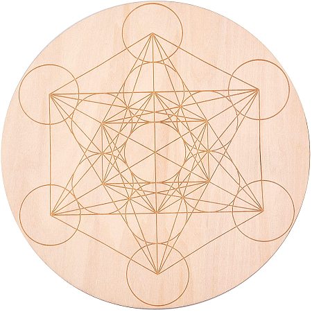 GORGECRAFT Star Pendulum Board Wooden Divination Metaphysics Message Board Wood Carving Board Divination Witchcraft Altar Coaster Eco-Friendly Anti-Scalding Flat Round Shape 7.8inch Burlywood