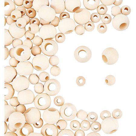 Pandahall Elite 200pcs Natural Wooden Beads 20mm/12mm Large Hole Wood Beads Macrame Beads Wood Spacer Beads for DIY Macrame Earring Necklace Making Home Decor Handcrafted Purse Handle, 5mm 10mm Hole