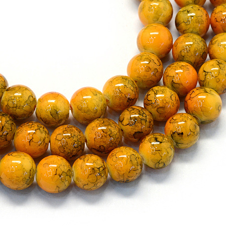 Honeyhandy Baking Painted Glass Round Bead Strands, Orange, 4.5~5mm, Hole: 1mm, about 210pcs/strand, 31.4 inch