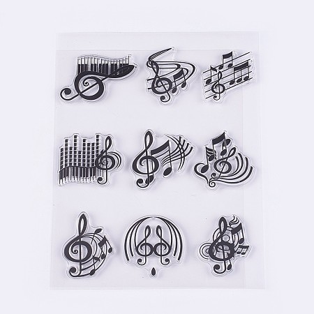 Honeyhandy Silicone Stamps, for DIY Scrapbooking, Photo Album Decorative, Cards Making, Musical Note, Clear, 22~32x27~34mm