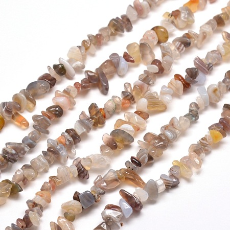 Honeyhandy Natural Agate Chip Bead Strands, 5~8x5~8mm, Hole: 1mm, about 31.5 inch