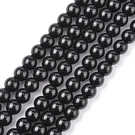 Honeyhandy Synthetic Black Stone Beads Strands, Dyed, Round, 6mm, Hole: 0.8mm, 15~16 inch