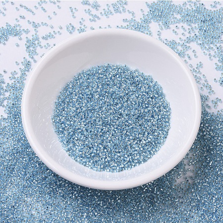 MIYUKI Delica Beads, Cylinder, Japanese Seed Beads, 11/0, (DB0044) Silver-Lined Aqua, 1.3x1.6mm, Hole: 0.8mm; about 2000pcs/10g