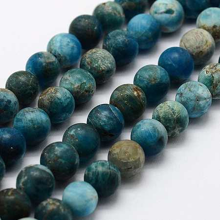 ARRICRAFT Natural Apatite Beads Strands, Round, Frosted, 9.5~10mm, Hole: 1mm, about 38pcs/strand, 15 inches~15.3 inches.