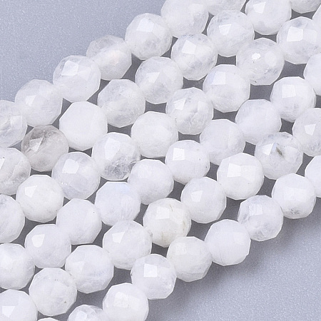 ARRICRAFT Natural Moonstone Beads Strands, Round, Faceted, 3mm, Hole: 0.7mm, about 128pcs/strand, 15.35 inches(39cm)