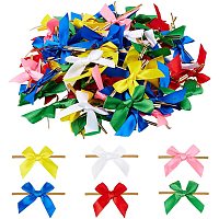 PandaHall Elite 180pcs 6 Colors Twist Tie Ribbon Bow 2.2” Small Bows Polyester Packaging Ribbon Bows for DIY Gift Wrap Decoration, Wedding Candy Party Decoration