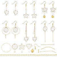 SUNNYCLUE 1 Box DIY Make 6 Pairs Heart Geometric Earring Making Starter Kit Brass Star Pendants Glass Beads for Women Adults DIY Earring Making Crafts