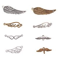 PandaHall Elite 40 pcs 8 Styles 3 Colors Tibetan Style Alloy Feather Angel Wings Charms Pendants Bird Wing Love Eagle Wing Metal Link for Bracelet Necklace Jewelry Making