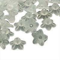 NBEADS 100 Pcs Frosted Clear Flower Acrylic Beads Caps for Crafts Jewelry Necklace Making, 10mm
