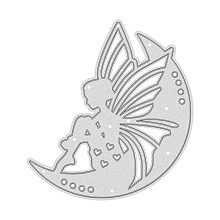 GLOBLELAND 1pc Metal Fairy Moon Girl Cutting Dies Carbon Steel Cutting Dies Stencils for DIY Making Paper Card Craft Decoration Supplies, Matte Platinum