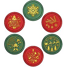 CRASPIRE 6 Pieces Wax Seal Stamp Heads Set Christmas Removable Sealing Brass Stamp Heads for Wedding Invitation Halloween Xmas Envelope Postcard Label Cards Candy Gift Sealing (Without Handle)