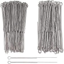 SUPERFINDINGS About 200Pcs 2 Styles Fishing Spinner Shaft 70x0.7~0.8mm Wire Spinner Bait 304 Stainless Steel Fishing Looped Spinner Parts Component for Fishing Lure Making Supplie