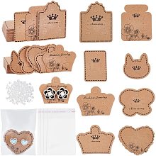 PandaHall Elite 112pcs Earring Cards 8 Style Earring Display Card Kraft Earring Holder Cards with 224pcs Clear Earrings Nuts 112pcs OPP Cellophane Bags for DIY Earring Jewelry Packaging Small Business