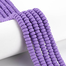 Honeyhandy Handmade Polymer Clay Beads Strands, for DIY Jewelry Crafts Supplies, Flat Round, Dark Violet, 6~7x3mm, Hole: 1.5mm, about 113~116pcs/strand, 15.55 inch~16.14 inch(39.5~41cm)