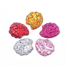 Resin Cabochons, with Glitter Powder, Shell Shape, Mixed Color, 25x23x6~7mm