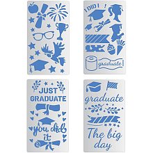 BENECREAT 4PCS 4x7 Inch Mixed Graduate Theme Metal Stencils for Wood Carving, Drawings and Woodburning, Engraving and Scrapbooking Project