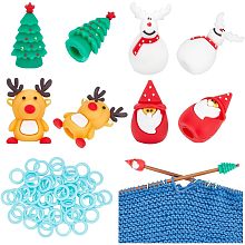 BENECREAT 68Pcs Knitting Tool Kit, 8Pcs Christmas Theme Silicone Knit Knitting Needles Point Protectors, 60Pcs Plastic Knitting Stitch Marker Rings for Knitting Craft, DIY Art and Sewing