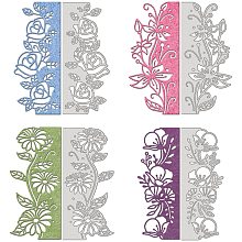 GLOBLELAND 4pcs Metal Lace Flower Edge Border Cutting Dies Stencils for DIY Scrapbooking Album Decorative Wedding Invitation Card Making