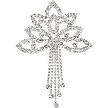 FINGERINSPIRE Tassel Rhinestone Applique Sewing Crystals Applique Decoration Silver Crystals Applique Decoration Shiny Rhinestone Applique for Gown, Dress, Headpiece, Shoes, Bags, or DIY Craft