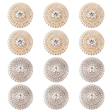 FINGERINSPIRE 12PCS 2 Style Rhinestone Metal Button 0.8 inch Flat Round Alloy Buttons Sew on Clothing Buttons Silver Gold Flatback Crystal Button Embellishments with 1-Hole for DIY Craft Decor