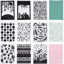 GLOBLELAND 9Pcs Christmas and Birthday Themed Plastic Embossing Folders Template Folder for DIY Christmas Birthday Card Making Scrapbooking Photo Album Decor