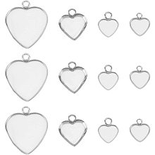 UNICRAFTALE About 120pcs 4 Sizes Heart Pendant Trays Stainless Steel Blank Bezel Hypoallergenic Tray Base Pendant for Jewelry Making DIY Findings Stainless Steel Color