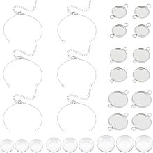 UNICRAFTALE 18 Set DIY Bracelet Making Kits Stainless Steel Bracelets Adjustable Bracelets Flat Round Cabochon Connector Bracelet Bezel Glass Cabochons Blank Bracelets for Jewelry Making