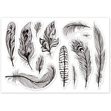 GLOBLELAND Feathers Silicone Clear Stamps Peacock Feather Transparent Stamp for Christmas Birthday Thanksgiving Cards Making DIY Scrapbooking Photo Album Decoration Paper Craft