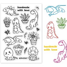 GLOBLELAND Dinosaur Clear Stamps Silicone Stamp for Card Making Decoration and DIY Scrapbooking