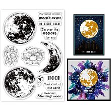 GLOBLELAND Planet Stars Background Clear Stamps Flowers Plants Silicone Clear Stamp Seals for Cards Making DIY Scrapbooking Photo Journal Album Decoration