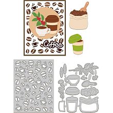 GLOBLELAND 2Set 13Pcs Coffee Beans Background Cutting Dies for Card Making Metal Coffee Beans Background Die Cuts Embossing Stencils Cutting Dies Template for Scrapbooking Journal Craft Decor