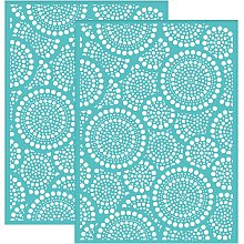 OLYCRAFT 2pcs Silk Screen Printing Stencils Abstract Circles Pattern Self Adhesive Mesh Transfers Stencil Reusable Round Silkscreen Stencils for Printing on Wood T-Shirts Bags - 7.7x5.5 Inch