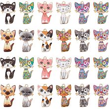 SUNNYCLUE 1 Box 24Pcs 12 Style Colorful Cat Charms Cat Charm Bulk Adorable Cute Cats Animals Kitten Charms Dangle Enamel Animal Charm for Jewelry Making Charms DIY Earrings Bracelet Necklace Crafts