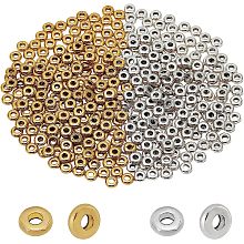 SUPERFINDINGS 400Pcs 2 Colors Brass Spacer Beads Tibetan Style Alloy Disc Beads Brass Flat Round Beads for DIY Jewelry Making Hole: 2mm