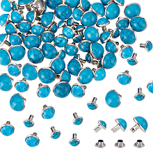 WADORN 150 Sets 3 Style Plastic Imitation Turquoise Garment Rivets, Alloy & Iron Semi-Tublar Rivets, for Clothes Bag Shoes Leather Craft, Deep Sky Blue, 3~10x6~10mm, 2pcs/set, 50 sets/style