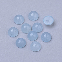 Honeyhandy Natural White Jade Cabochons, Dyed, Half Round/Dome, Sky Blue, 6x3~4mm