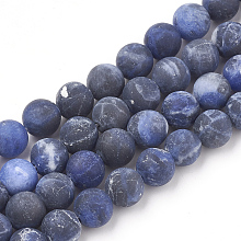 Honeyhandy Natural Sodalite Beads Strands, Frosted, Grade A, Round, 6mm, Hole: 1mm, about 63pcs/strand, 15.5 inch