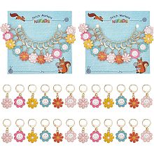 NBEADS 24 Pcs Flower Stitch Markers, Enamel Crochet Stitch Marker Removable 304 Stainless Steel Clasps Locking Stitch Marker for Knitting Weaving Sewing Jewelry Making