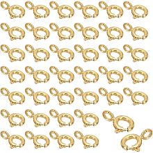 DICOSMETIC 40Pcs Spring Ring Clasps Brass Jewelry Clasp Real 14K Gold Plated Open Round Clasps Connectors with 1.6mm Loops for Necklace Bracelet DIY Jewelry Making, Hole: 1.6mm