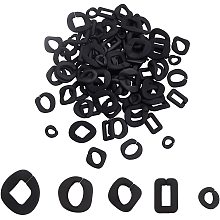 Pandahall Elite 5 Styles Acrylic Linking Rings 100pcs Open Acrylic Quick Link Rings Black Matt Linking Chain Rings Twist Linking Rings for Bag Purse Eyeglass Chain DIY Jewerly Making, 22~38mm Long