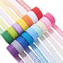 BENECREAT 20 Rolls 200 Yards Mixed Color 7/8" Wide Floral Pattern Fabric Lace Ribbon by The Roll for Wedding Decorating, Sewing, Hair Bow Making, Gift Wrapping