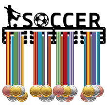 CREATCABIN Soccer Medal Hanger Display Medal Holder Sport Rack Award Metal Lanyard Holder Sturdy Wall Mounted Swimmer Runner Athletes Players Gymnastics Gift Over 60 Medals Olympic 15.7 x 5.9 Inch