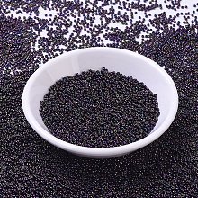 MIYUKI Round Rocailles Beads, Japanese Seed Beads, 11/0, (RR454) Metallic Dark Plum Iris, 2x1.3mm, Hole: 0.8mm; about 50000pcs/pound