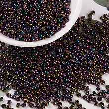 MIYUKI Round Rocailles Beads, Japanese Seed Beads, (RR454) Metallic Dark Plum Iris, 8/0, 3mm, Hole: 1mm, about 2111~2277pcs/50g