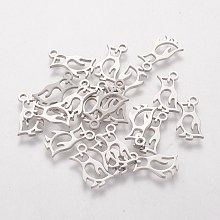 DICOSMETIC 20Pcs 201 Stainless Steel Charms, Penguin, Stainless Steel Color, 14x7x1mm, Hole: 1.5mm