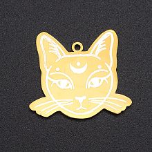 Honeyhandy 201 Stainless Steel Pendants, Laser Cut, Cat Shape, Golden, 22x25x1mm, Hole: 1.4mm