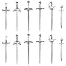 SUNNYCLUE 1 Box 24Pcs Tibetan Style Sword Charms Knife Charm Medieval Antique Swords Bookmarks Miniature Weapon Alloy Charms for Jewelry Making Charm Fencing Bookmark Necklace Earrings DIY Dollhouse